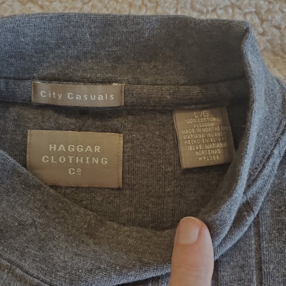 Men's Haggar Clothing Co. Charcoal Gray Mock Turtleneck Shirt, Size Large - Picture 4 of 7